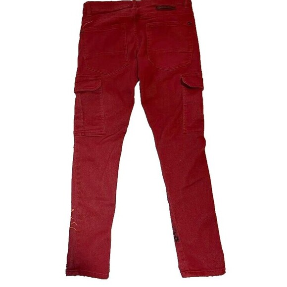 Black Pike Men's Jeans 30x32  Burnt Orange Embroidered Goth Punk Halloween - Picture 9 of 12